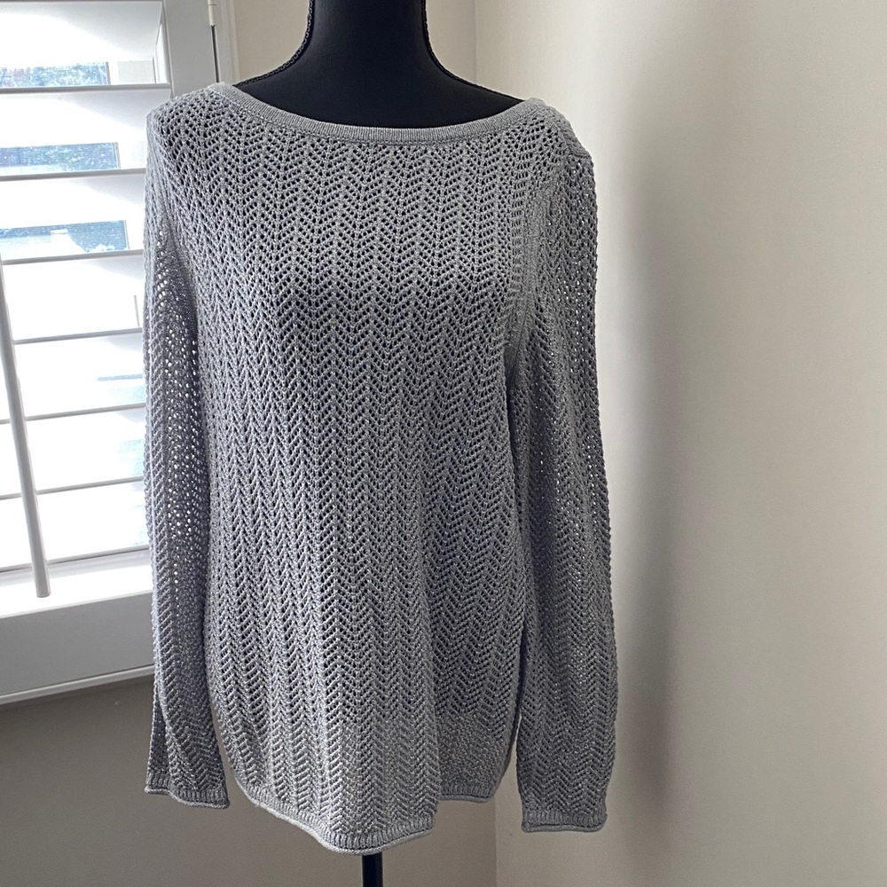 Talbots Gray Open Knit Sweater